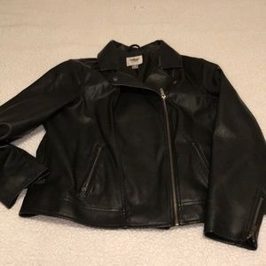 Black old navy faux leather motto jacket